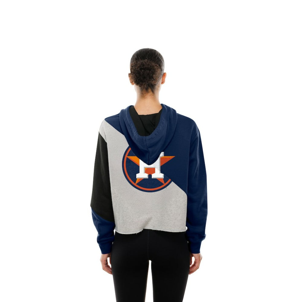 Houston Astros Women's Upcycled Color Block Cropped Boxy Hoodie | New Era