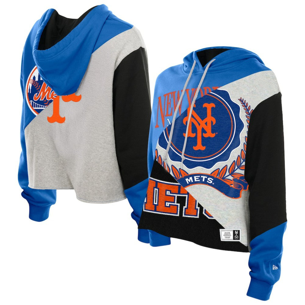 New York Mets Women's Upcycled Color Block Cropped Boxy Hoodie | New Era
