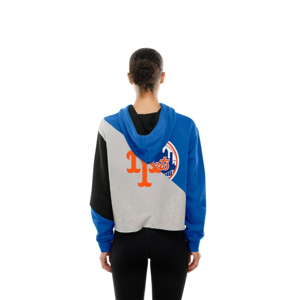 New York Mets Women's Upcycled Color Block Cropped Boxy Hoodie | New Era