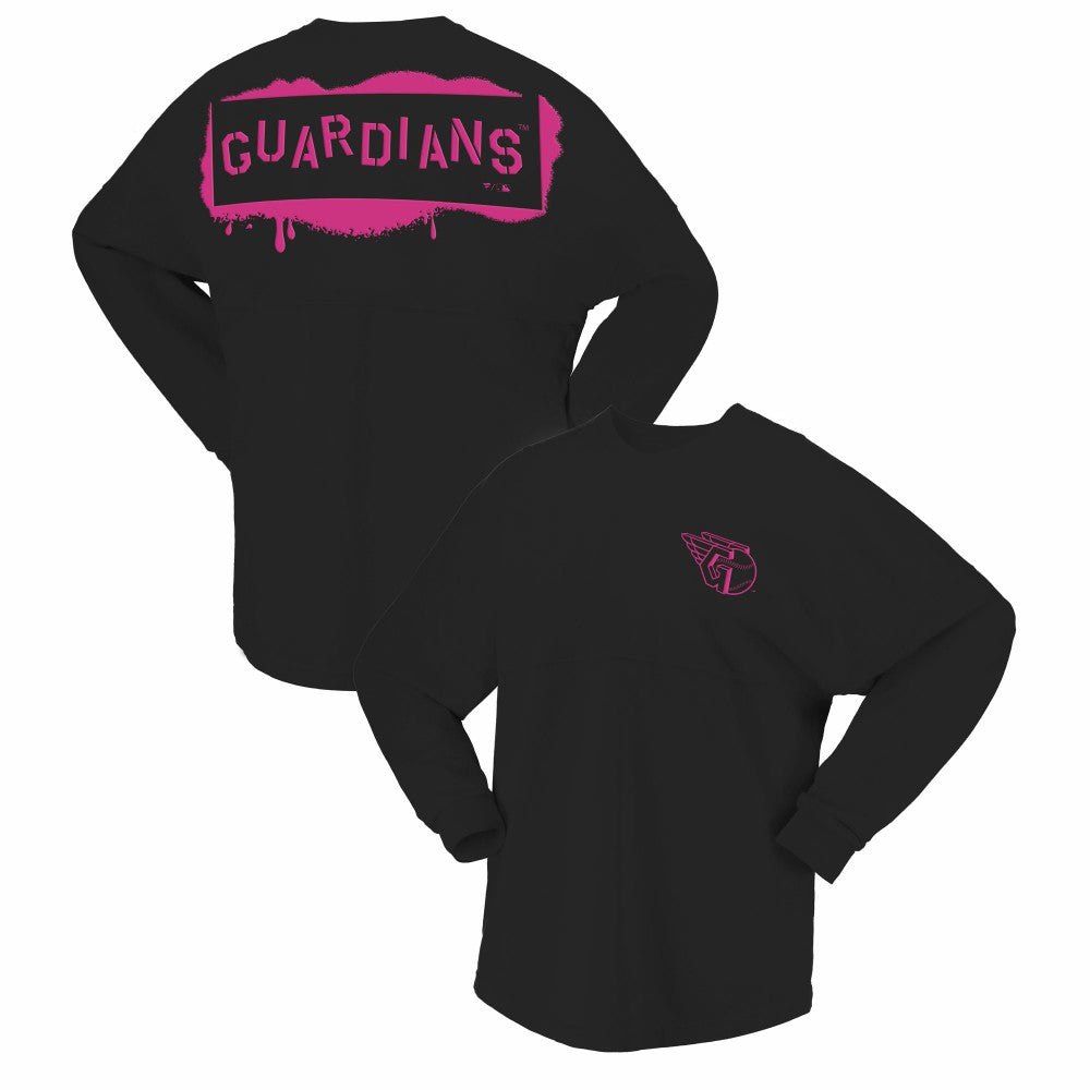 Cleveland Guardians Women's Neon Jersey Long Sleeve T-Shirt Black