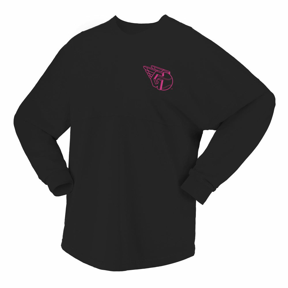 Cleveland Guardians Women's Neon Jersey Long Sleeve T-Shirt Black