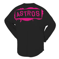 Houston Astros Women's Neon Jersey Long Sleeve T-Shirt Black
