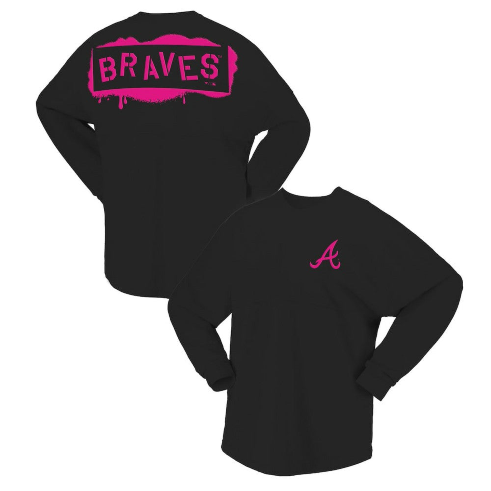 Atlanta Braves Women's Neon Jersey Long Sleeve T-Shirt Black