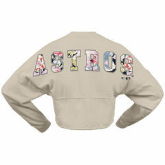 Houston Astros Women's Floral Preppy Cropped Long Sleeve T-Shirt Cream