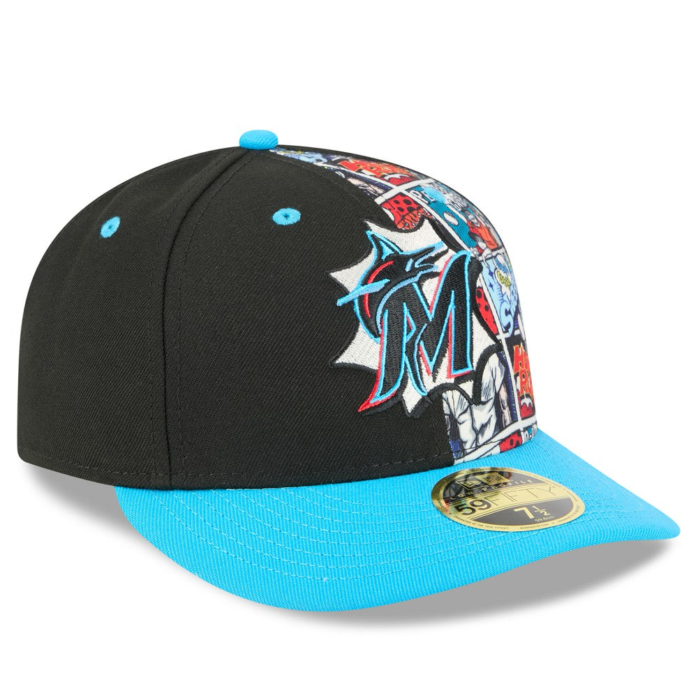 Miami Marlins 2025 MLB Diamond Hero Edition Low Profile 59FIFTY Fitted Hat Black/Blue | New Era