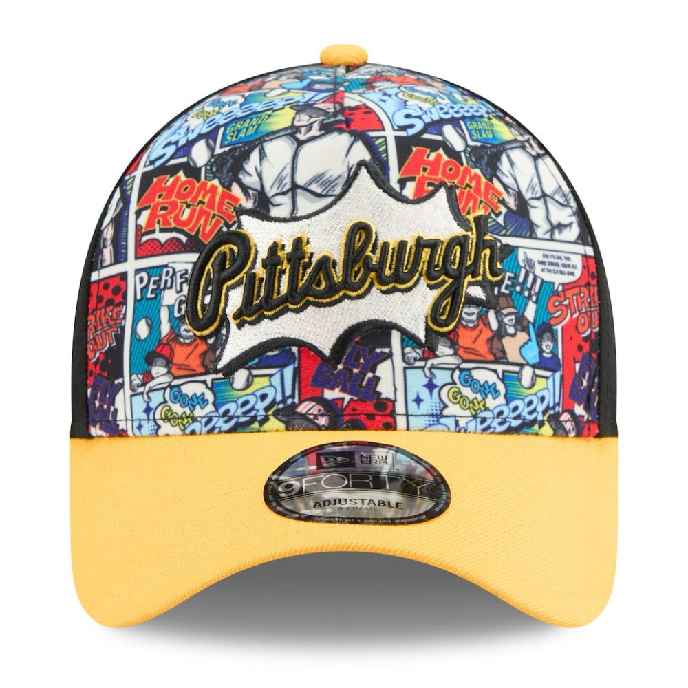 Pittsburgh Pirates Youth 2025 MLB Diamond Hero Edition A-Frame 9FORTY Adjustable Hat Black/Gold | New Era