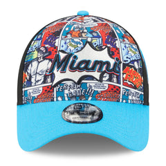 Miami Marlins Youth 2025 MLB Diamond Hero Edition A-Frame 9FORTY Adjustable Hat Black/Blue | New Era