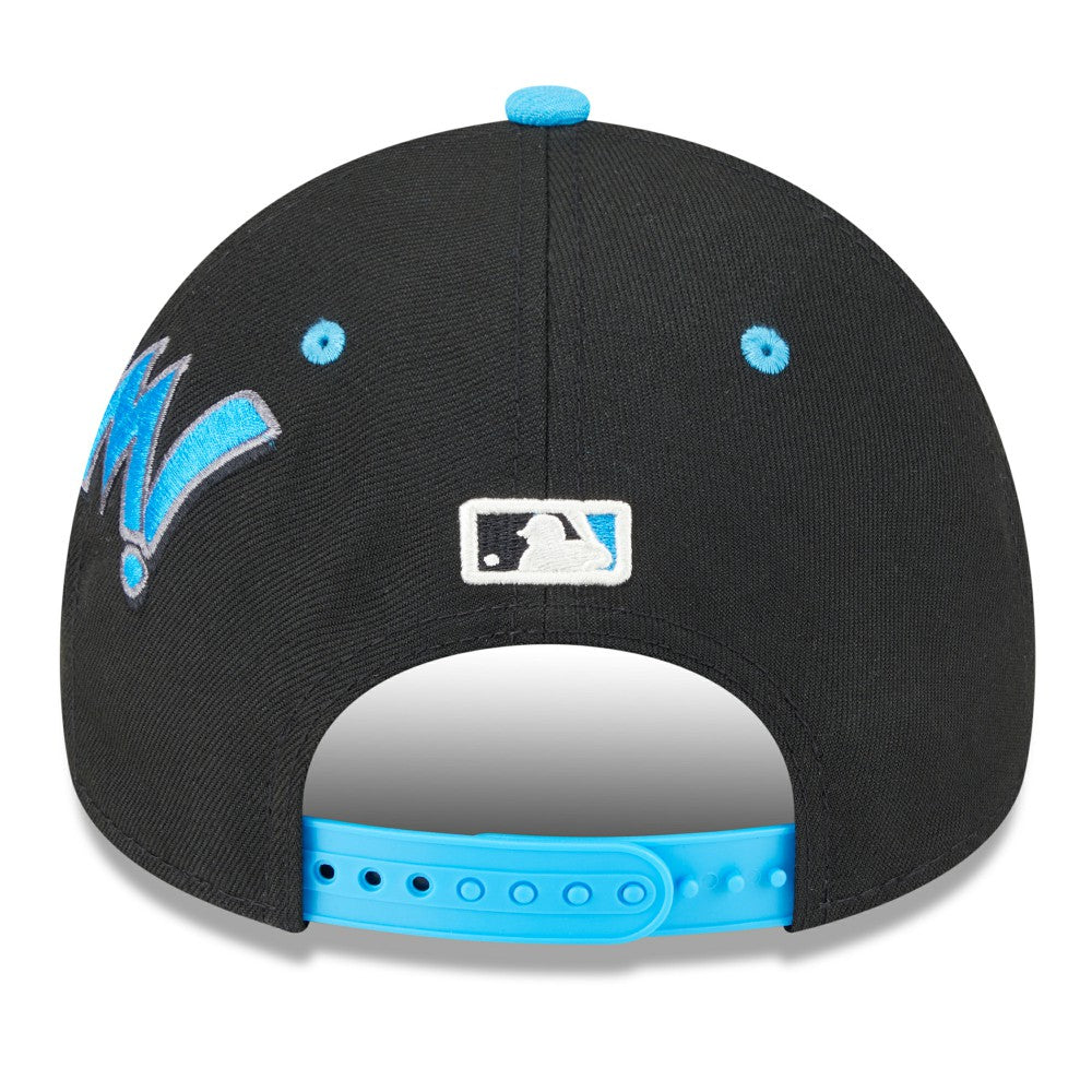 Miami Marlins Youth 2025 MLB Diamond Hero Edition A-Frame 9FORTY Adjustable Hat Black/Blue | New Era