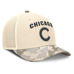 Chicago Cubs Camo Natural Pack Rise Adjustable Trucker Hat Natural | Nike