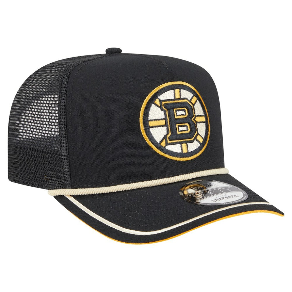 Boston Bruins New Era Vintage Team Rope A-Frame 9FIFTY Snapback Hat Black