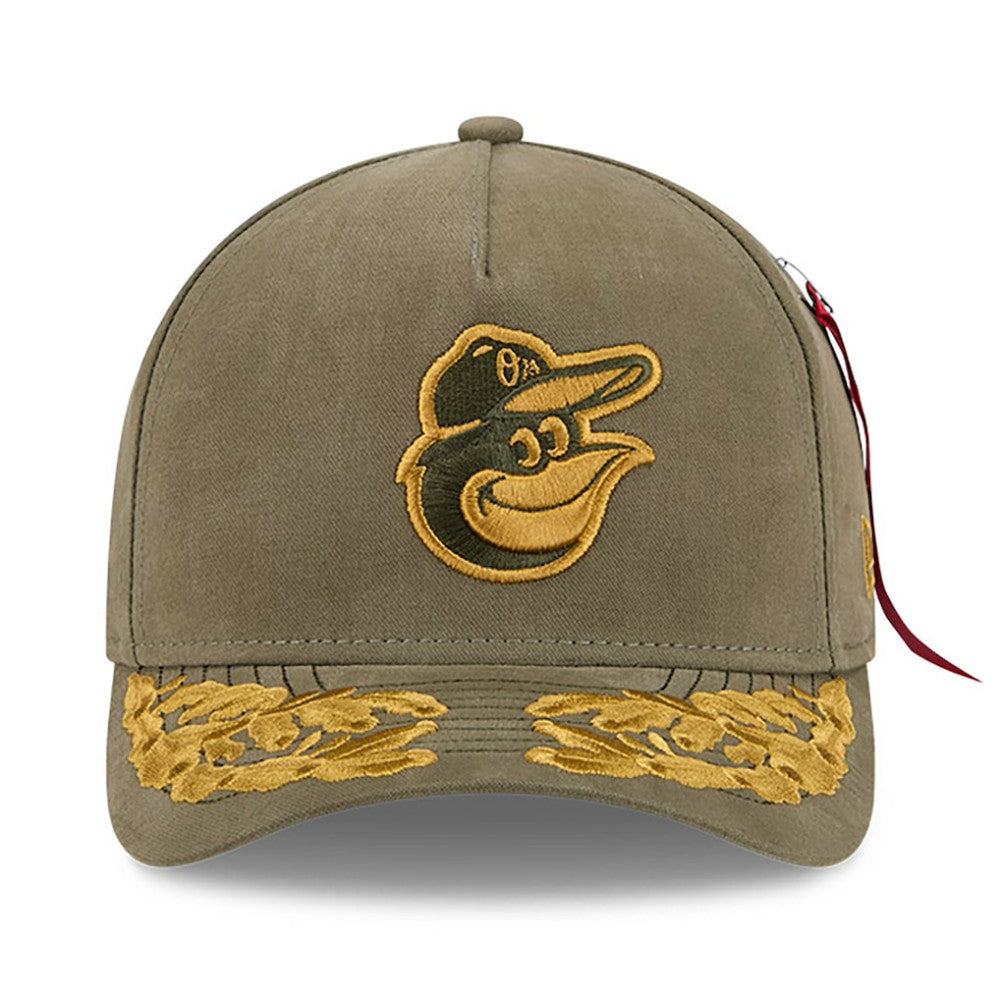 Baltimore Orioles x Alpha Industries A-Frame 9FORTY Adjustable Hat Olive | New Era