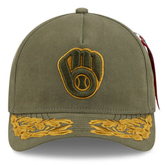 Milwaukee Brewers x Alpha Industries A-Frame 9FORTY Adjustable Hat Olive | New Era