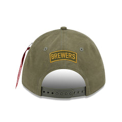 Milwaukee Brewers x Alpha Industries A-Frame 9FORTY Adjustable Hat Olive | New Era