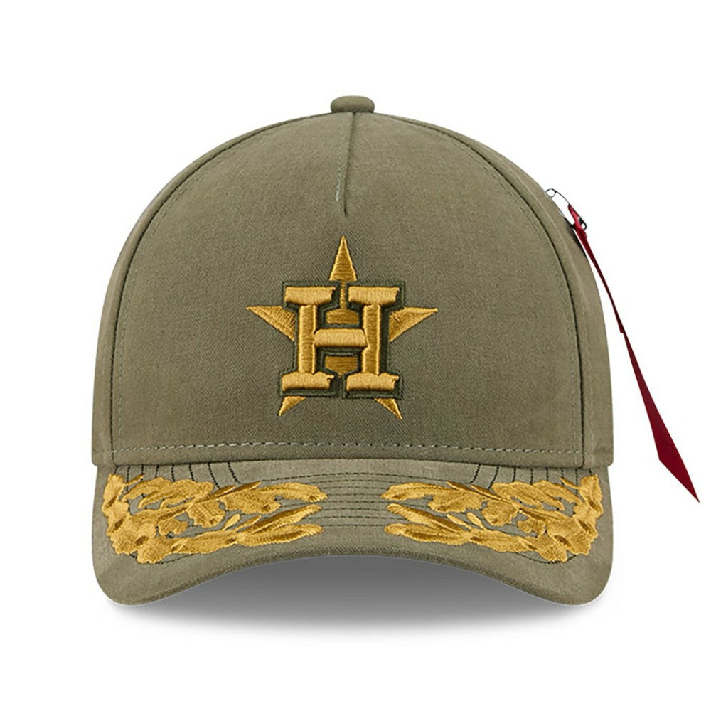 Houston Astros x Alpha Industries A-Frame 9FORTY Adjustable Hat Olive | New Era