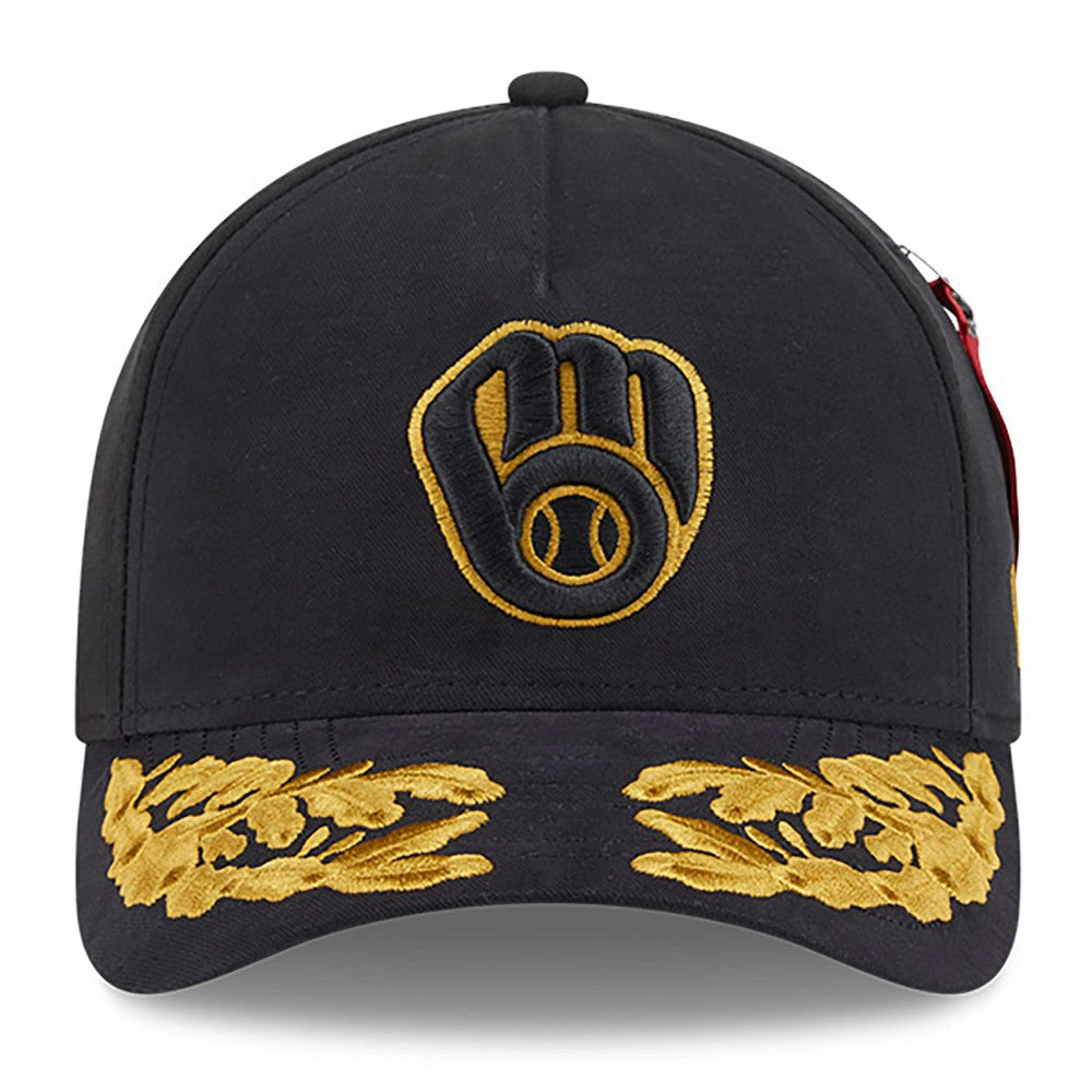 Milwaukee Brewers x Alpha Industries A-Frame 9FORTY Adjustable Hat Black | New Era