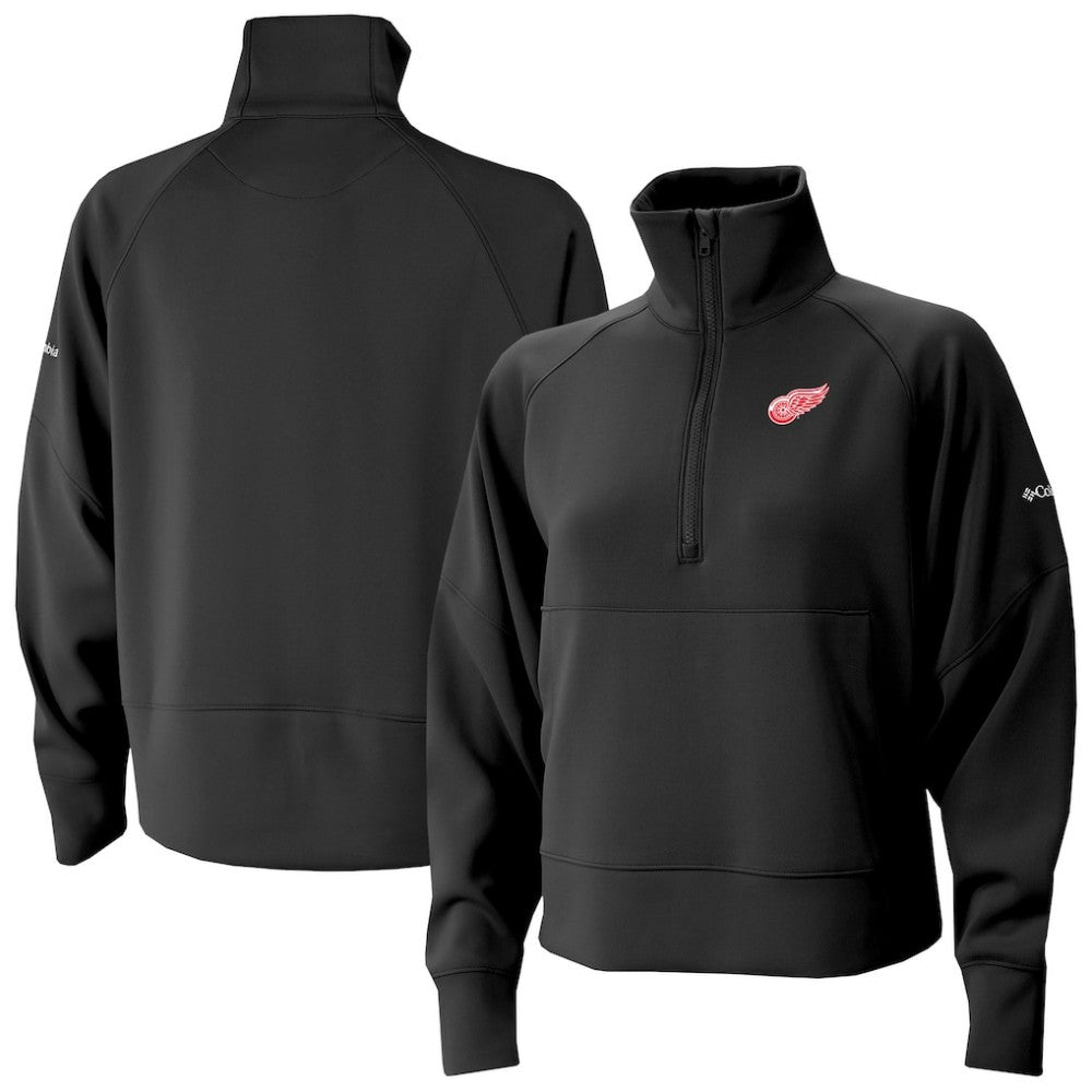 Detroit Red Wings Columbia Women's Wickhams Hills Raglan Omni-Wick Half-Zip Pullover Black