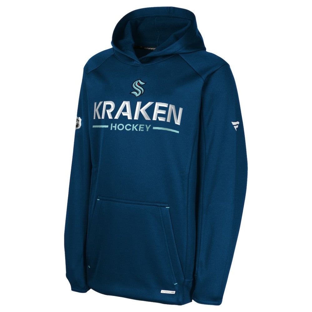 Seattle Kraken Fanatics Youth Authentic Pro Rink Raglan Hoodie Deep Sea Blue