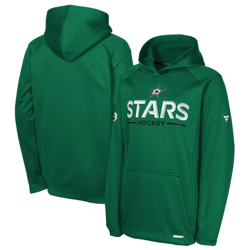Dallas Stars Fanatics Youth Authentic Pro Rink Raglan Hoodie Kelly Green
