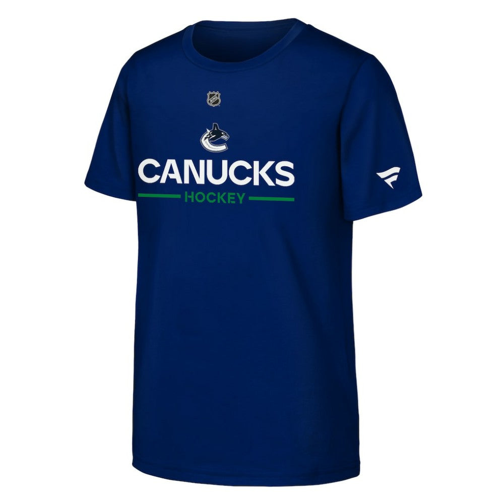 Vancouver Canucks Fanatics Youth Authentic Pro Wordmark T-Shirt Blue