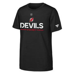 New Jersey Devils Fanatics Youth Authentic Pro Wordmark T-Shirt Black