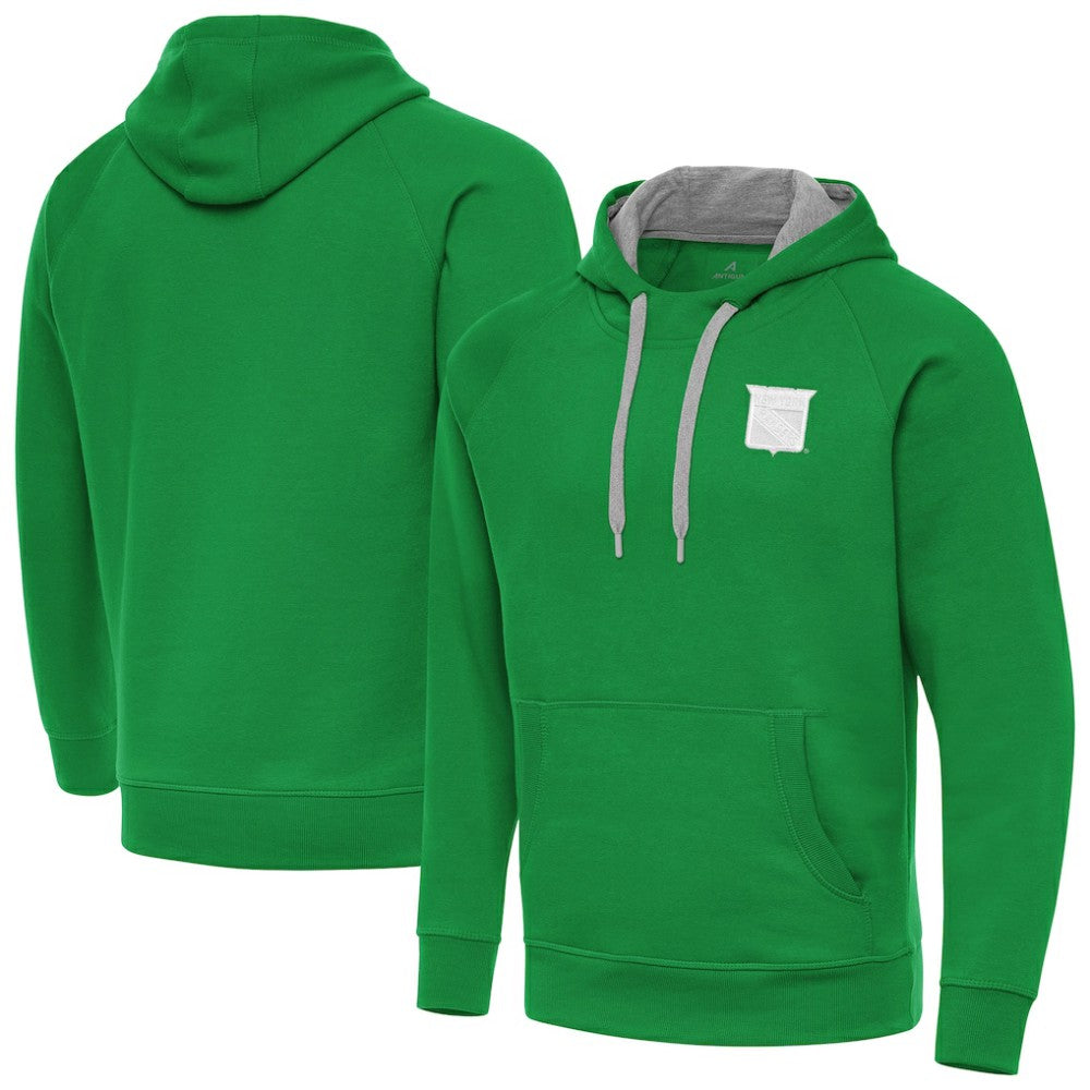 New York Rangers Antigua St. Patrick's Day Victory Pullover Hoodie Kelly Green