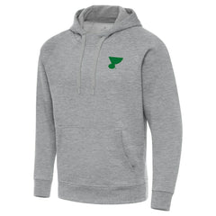 St. Louis Blues Antigua St. Patrick's Day Victory Pullover Hoodie Heather Gray