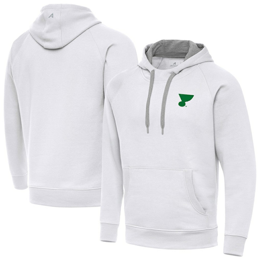 St. Louis Blues Antigua St. Patrick's Day Victory Pullover Hoodie White