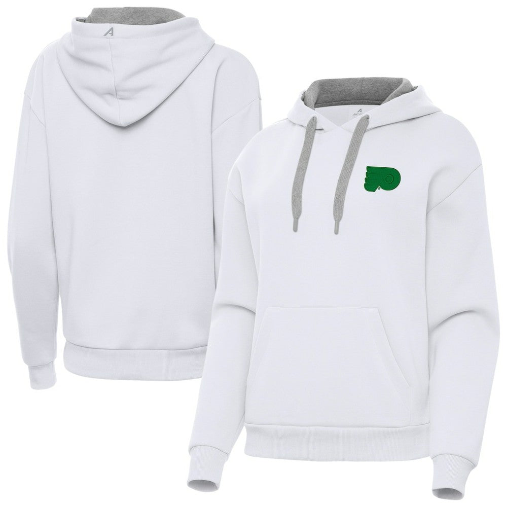 Philadelphia Flyers Antigua Women's St. Patrick's Day Victory Pullover Hoodie White