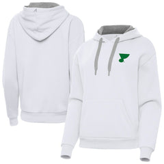 St. Louis Blues Antigua Women's St. Patrick's Day Victory Pullover Hoodie White