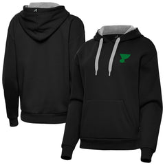 St. Louis Blues Antigua Women's St. Patrick's Day Victory Pullover Hoodie Black