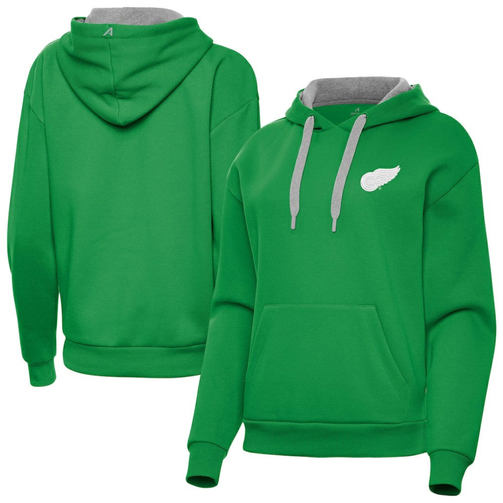 Detroit Red Wings Antigua Women's St. Patrick's Day Victory Pullover Hoodie Kelly Green