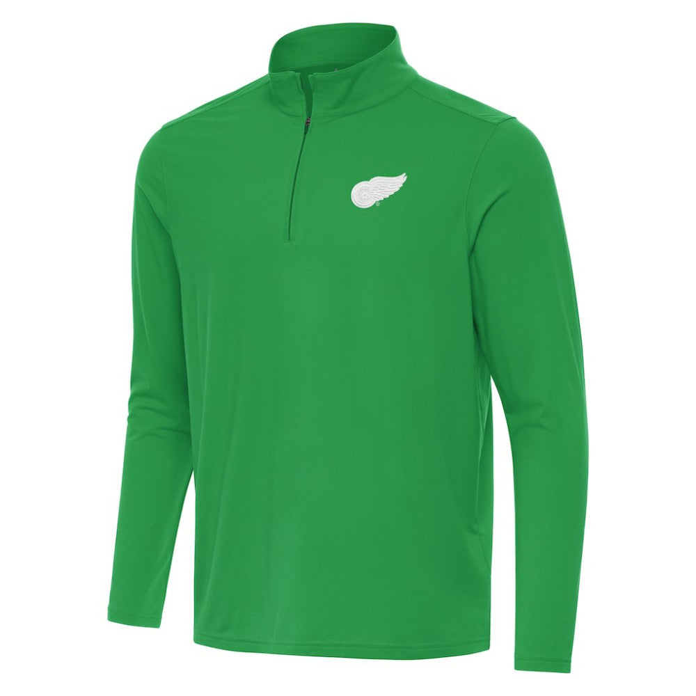 Detroit Red Wings Antigua St. Patrick Intent Quarter-Zip Pullover Top Kelly Green