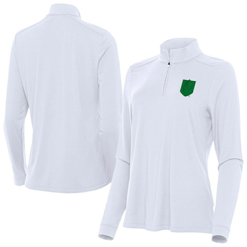 Vegas Golden Knights Antigua Women's St. Patrick's Day Intent Quarter-Zip Performance Pullover White