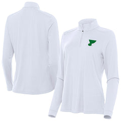 St. Louis Blues Antigua Women's St. Patrick's Day Intent Quarter-Zip Performance Pullover White