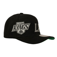 Los Angeles Kings Mitchell & Ness Busted Logo Wordmark Wrap-Around Pro Pinch Adjustable Hat Black