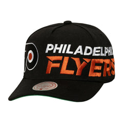 Philadelphia Flyers Mitchell & Ness Busted Logo Wordmark Wrap-Around Pro Pinch Adjustable Hat Black