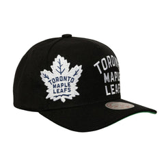 Toronto Maple Leafs Mitchell & Ness Busted Logo Wordmark Wrap-Around Pro Pinch Adjustable Hat Black