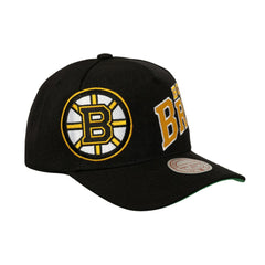 Boston Bruins Mitchell & Ness Busted Logo Wordmark Wrap-Around Pro Pinch Adjustable Hat Black