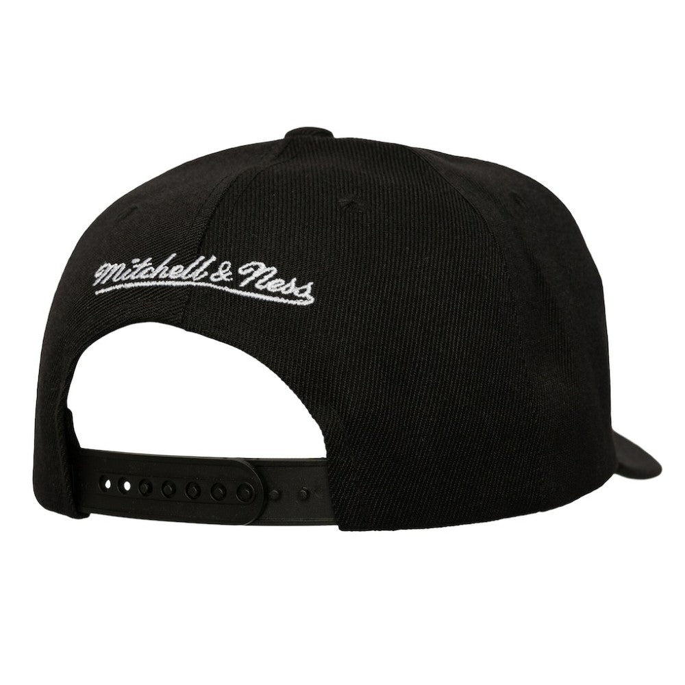 San Jose Sharks Mitchell & Ness Busted Logo Wordmark Wrap-Around Pro Pinch Adjustable Hat Black