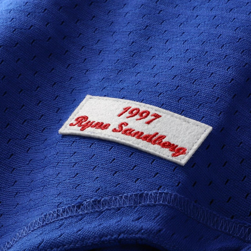 Ryne Sandberg Chicago Cubs Cooperstown Collection 1997 Mesh Batting Practice Button-Up Jersey Royal | Mitchell & Ness