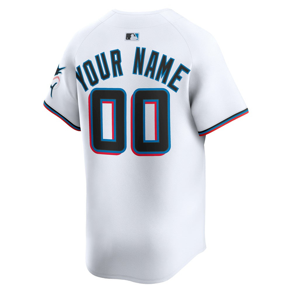 Miami Marlins Home Limited Custom Jersey White | Nike