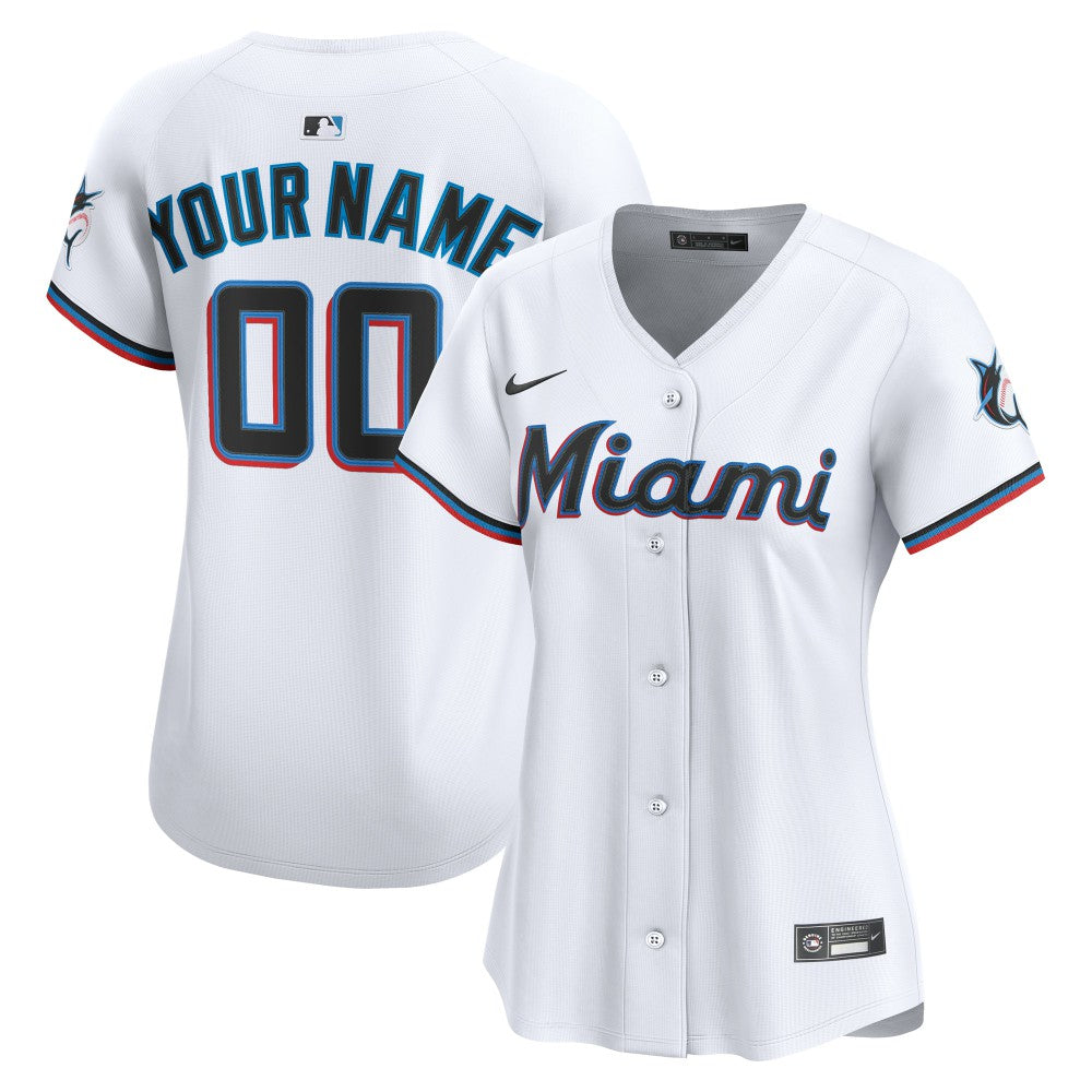 Miami Marlins Women's Home Limited Custom Jersey White | Nike