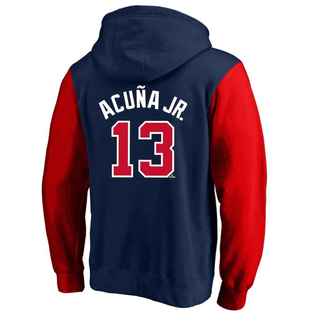 Ronald Acuna Jr. Atlanta Braves Profile Big & Tall Name & Number Fleece Pullover Hoodie Navy