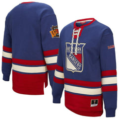 New York Rangers Mitchell & Ness Women's Heritage Lace-Up Pullover Sweatshirt Blue