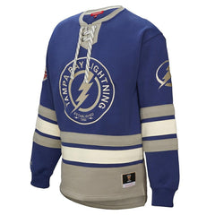 Tampa Bay Lightning Mitchell & Ness Women's Heritage Lace-Up Pullover Sweatshirt Blue