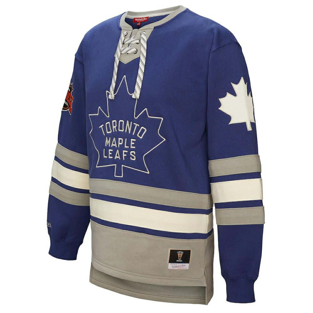 Toronto Maple Leafs Mitchell & Ness Women's Heritage Lace-Up Pullover Sweatshirt Blue