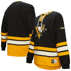 Pittsburgh Penguins Heritage Lace-Up Pullover Sweatshirt Black