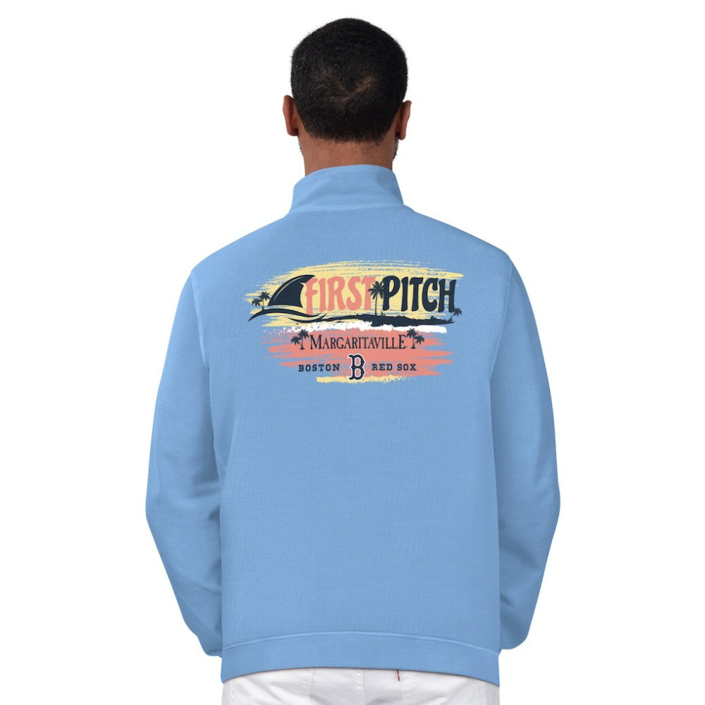 Boston Red Sox Margaritaville First Pitch Quarter-Zip Pullover Top Light Blue