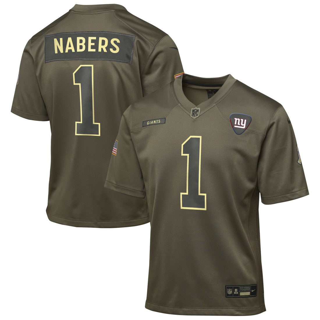 Malik Nabers New York Giants Youth 2025 Salute to Service Game Jersey - Olive