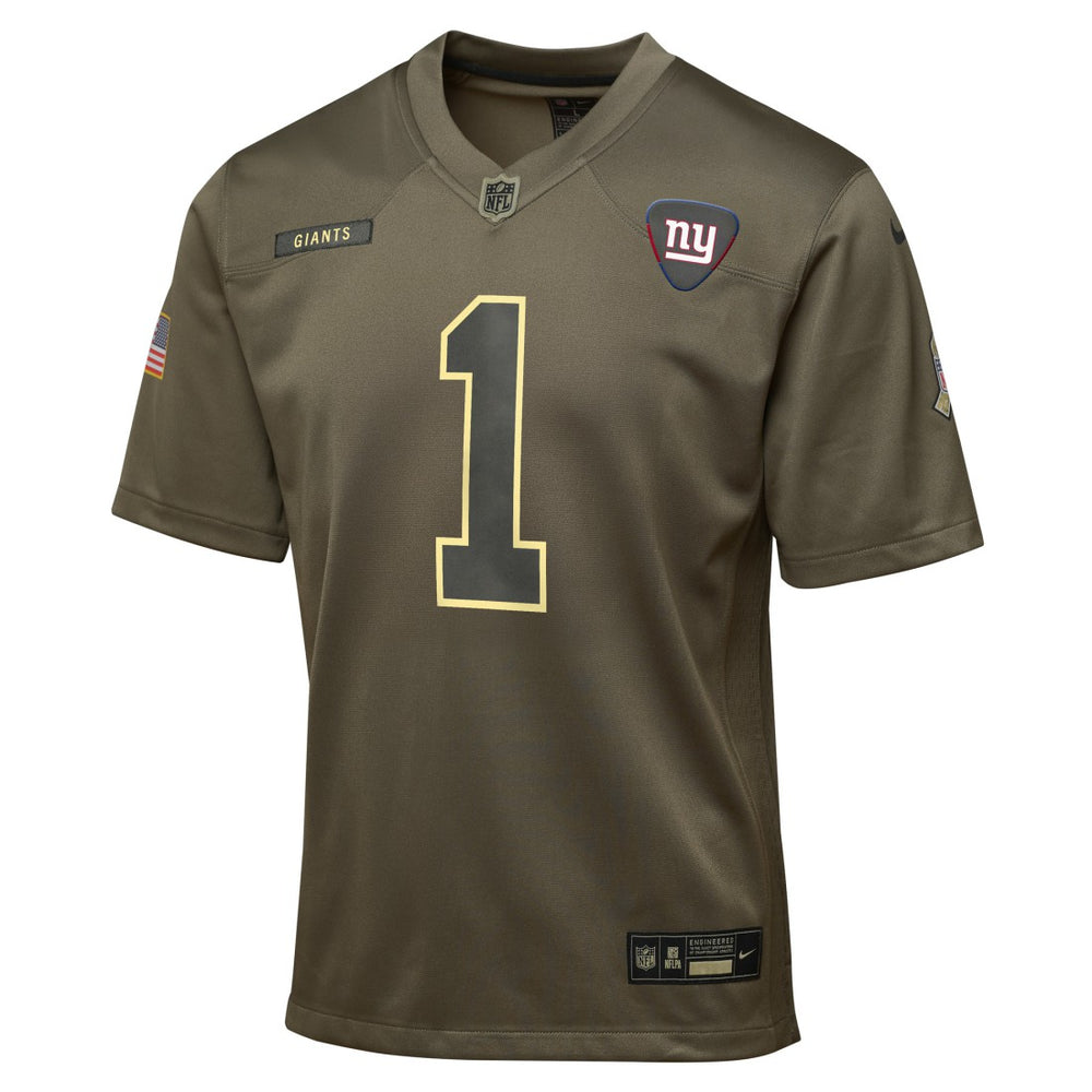 Malik Nabers New York Giants Youth 2025 Salute to Service Game Jersey - Olive